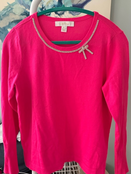 Lilly Pulitzer Sweaters - Lilly Pulitzer Hot Pink Embellished Scoop Neck Sweater